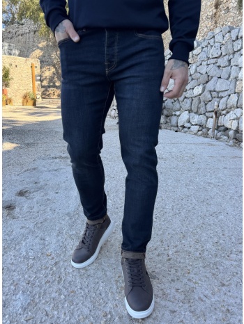 ανδρικό blueblack τζιν παντελόνι πεντάτσεπο με κουμπιά