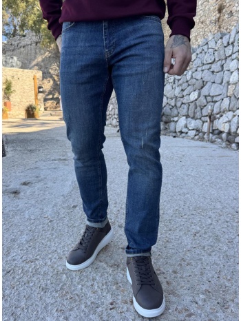 ανδρικό ανοιχτό μπλε με φθορές slim τζιν παντελόνι ελαστικό