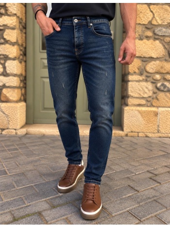 ανδρικό slim μπλε ξεβαμμένο με φθορές τζιν παντελόνι