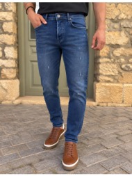 ανδρικό slim μπλε με φθορές τζιν παντελόνι πεντάτσεπο με κουμπιά 3ln641