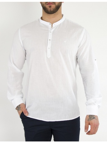 ανδρική πουκαμίσα λευκή με μάο γιακά sl151w