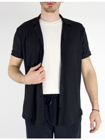 ανδρικό μαύρο κοντομάνικο πουκάμισο tst13021 σε προσφορά