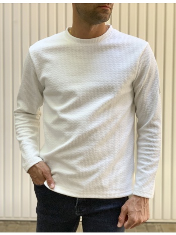 ανδρική λευκή μακρυμάνικη μπλούζα με ανάγλυφο σχέδιο maje106 σε προσφορά