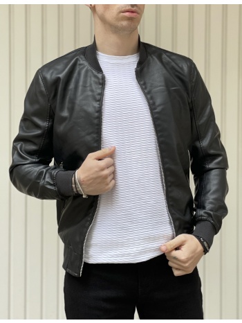 bread and buttons ανδρικό μαύρο jacket bomber από δερματίνη σε προσφορά