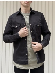 bread and buttons ανδρικό μαύρο μακρυμάνικο πουκάμισο bc0151