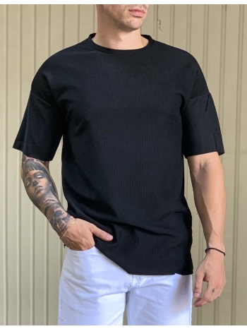 ανδρικό μαύρο κοντομάνικο ανάγλυφο σχέδιο tst1793m