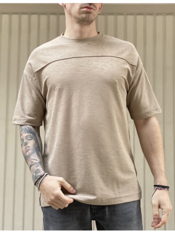 ανδρική μπεζ κοντομάνικη μπλούζα oversized tst2030b