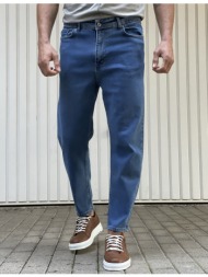 ανδρικό μπλε loose τζιν ελαστικό πεντάτσεπο με φερμουάρ 8636