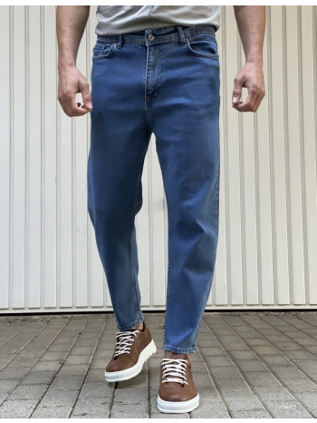 ανδρικό μπλε loose τζιν ελαστικό πεντάτσεπο με φερμουάρ 8636