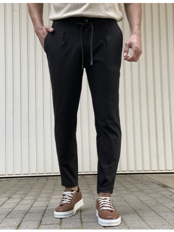 ανδρικό μαύρο υφασμάτινο παντελόνι με πιέτα pnt5013 σε προσφορά