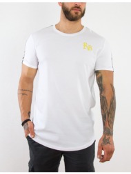 ανδρικό λευκό tshirt με διχρωμία the real brand 06409