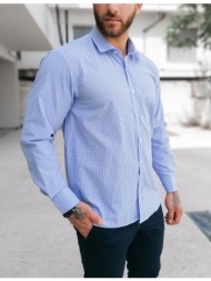 ανδρικό μπλε πτι καρό πουκάμισο plus size 313029