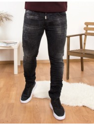 profil ανδρικό μαύρο τζιν παντελόνι με φθορές 3029