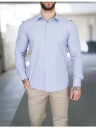 ανδρικό μπλε ριγέ πουκάμισο με διχρωμία modern fit 301511l