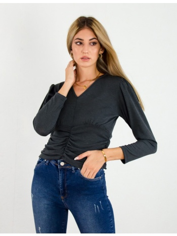 lipsy γυναικεία ανθρακί μπλούζα με σούρα 2200044q σε προσφορά