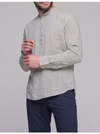 ben tailor ανδρική χακί πουκαμίσα λινό komo 0575h