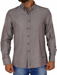 ανδρικό πουκάμισο υφασμάτινο μονόχρωμο καφέ ben tailor 21916f