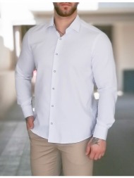 ανδρικό λευκό πουκάμισο με διχρωμία modern fit 301510