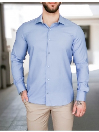 ανδρικό μπλε πουκάμισο με διχρωμία modern fit 301510b