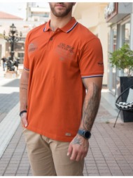everbest ανδρική πορτοκαλί polo μπλούζα plus size 208330o