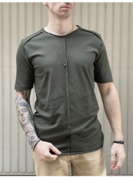 ndc ανδρικό χακί ασύμμετρο t-shirt με ραφή 232917k