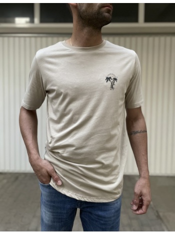 ndc ανδρικό μπεζ t-shirt με τύπωμα 222916b σε προσφορά