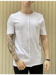 ndc ανδρικό λευκό ασύμμετρο t-shirt με ραφή 232917w