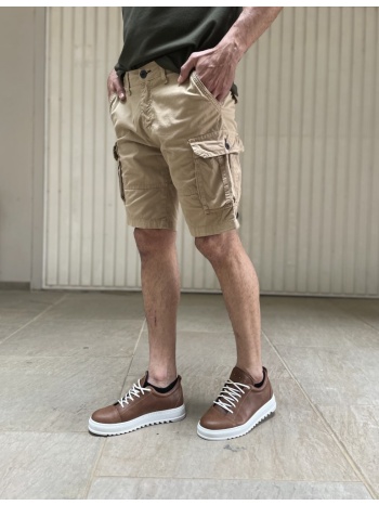 ανδρική μπεζ cargo βερμούδα 242102b