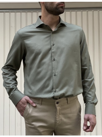 ανδρικό χακί πουκάμισο oxford modern fit 243015x