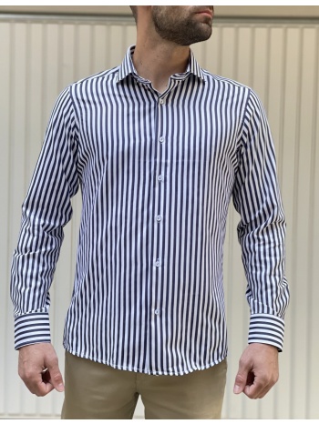 ανδρικό λευκό ριγέ πουκάμισο modern fit 301512w