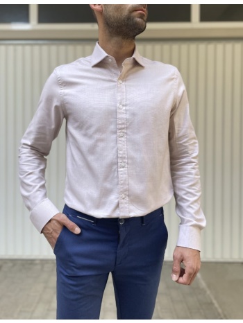 ανδρικό μπεζ μακρυμάνικο πουκάμισο br150139b