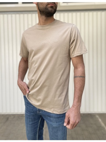 everbest ανδρικό μπεζ plus size t-shirt 2328000b