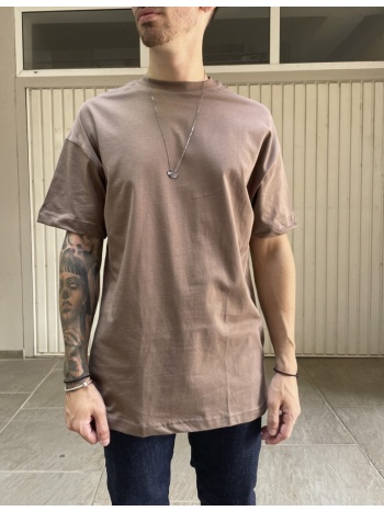 ανδρική καφέ κοντομάνικη μπλούζα oversized tst0426k