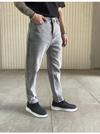 ανδρικό γκρι ελαστικό loose τζιν πεντάτσεπο με φερμουάρ 8771