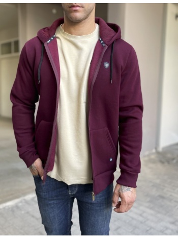 everbest ανδρική plus size μπορντό ζακέτα φούτερ 251010