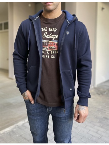 everbest ανδρική plus size μπλε ζακέτα φούτερ 251010b