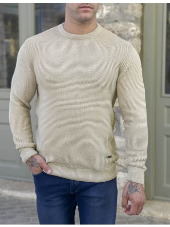 darious ανδρικό μπεζ πλεκτό πουλόβερ 24029