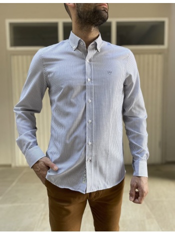 ανδρικό πουκάμισο με γιακά λευκό με γκρι ρίγα 2011g