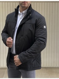 ανδρικό μαύρο μπουφάν με γιακά hm406529