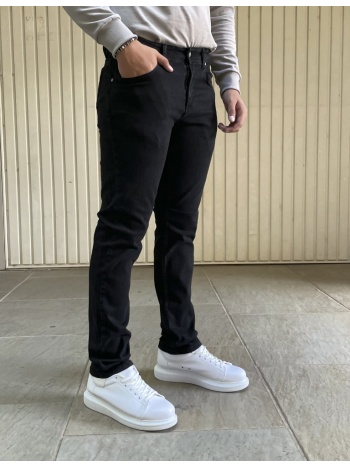 ανδρικό μαύρο τζιν ελαστικό πεντάτσεπο με φερμουάρ bo1727m