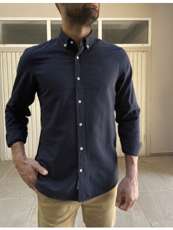 ανδρικό μπλε σκούρο πουκάμισο με γιακά 1754b