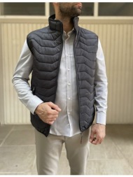 ανδρικό μαύρο καπιτονέ αμάνικο μπουφάν bc24911m