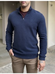 ανδρικό μπλε πουλόβερ μονόχρωμο με γιακά 4263n