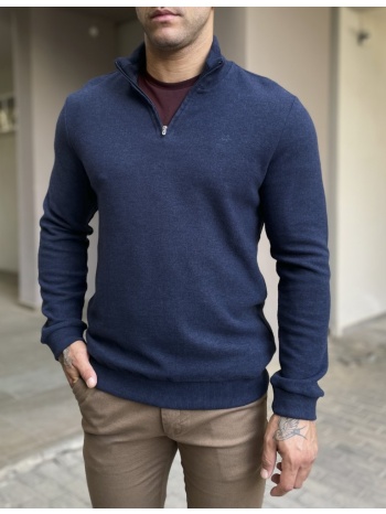ανδρικό μπλε πουλόβερ μονόχρωμο με γιακά 4263n