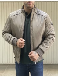 ανδρικό καφέ μπουφάν με γιακά και λάστιχο hm480930k