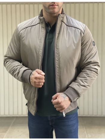 ανδρικό καφέ μπουφάν με γιακά και λάστιχο hm480930k