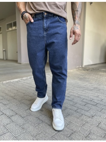 ανδρικό μπλε σταθερό loose jean πεντάτσεπο με φερμουάρ