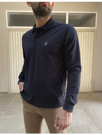 everbest ανδρική μπλε polo πικέ μακρυμάνικη μπλούζα plus