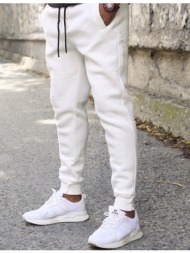 αντρική λευκή φόρμα φούτερ με λάστιχο 0626w