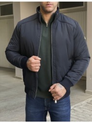 ανδρικό μπλε μπουφάν με γιακά και λάστιχο hm480930β